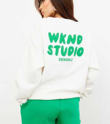 WKNDGIRL White Office Logo Sweat Short Set