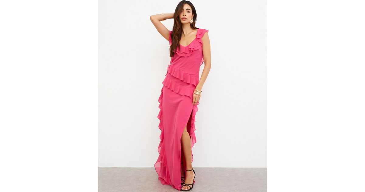 17001 Dusty Pink Sequined Chiffon Detail Dress main image 1