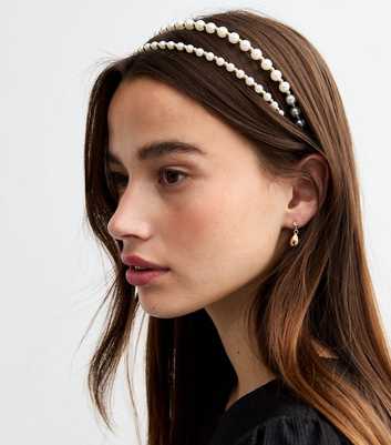 Cream Faux Pearl Double Row Headband