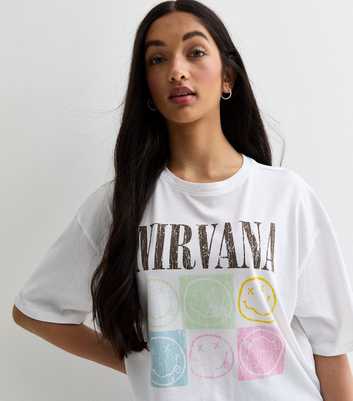 Girls White Nirvana Tile Print Boxy Cotton T-Shirt