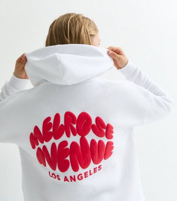 Girls White Melrose Avenue Slogan Pullover Hoodie New Look