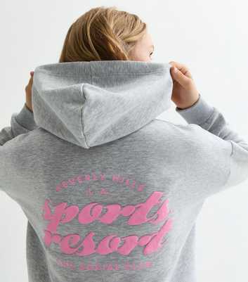 Girls Grey Sports Resort Slogan Pullover Cropped Hoodie