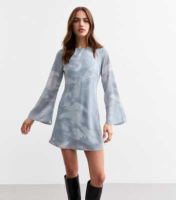 Light Grey Abstract Print Mini Dress