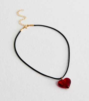 Red Heart Pendant Cord Necklace