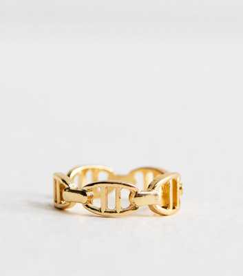 Gold Tone Link Detail Ring