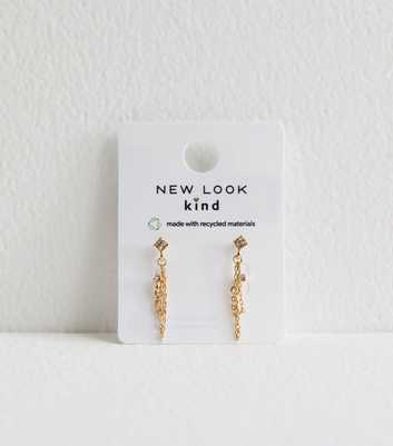 Gold Tone Chain Link Stud Earrings