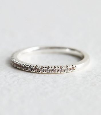 Silver diamond eternity ring sales