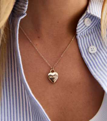 Gold Tone Heart Pendant Necklace