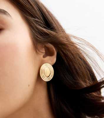 Gold Tone Oval Stud Earrings