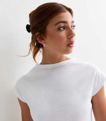 Girls White Cap Sleeve Cotton T-Shirt
