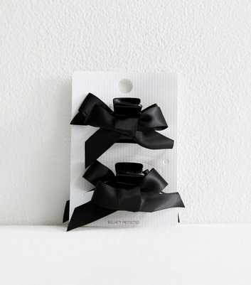 Pack of 2 Black Mini Satin Bow Hair Claw Clips