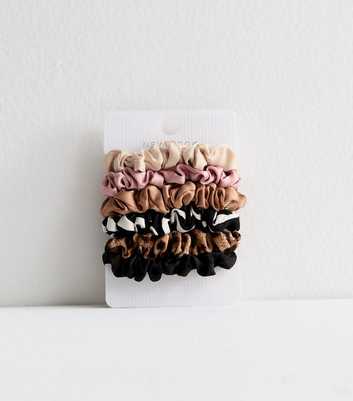 6 Pack of Animal Print Satin Hair Scrunchies 