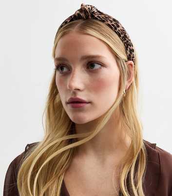 Brown Leopard Print Knot Headband