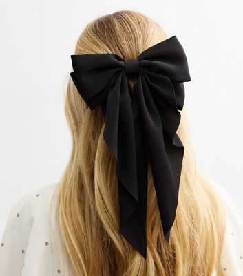 Black Satin Bow Hair Clip