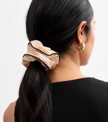 Cream Monochrome Satin Scrunchie