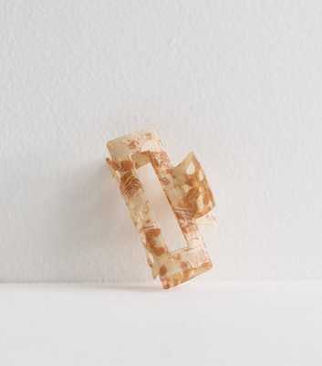 Cream Marbled Resin Rectangle Hair Claw Clip