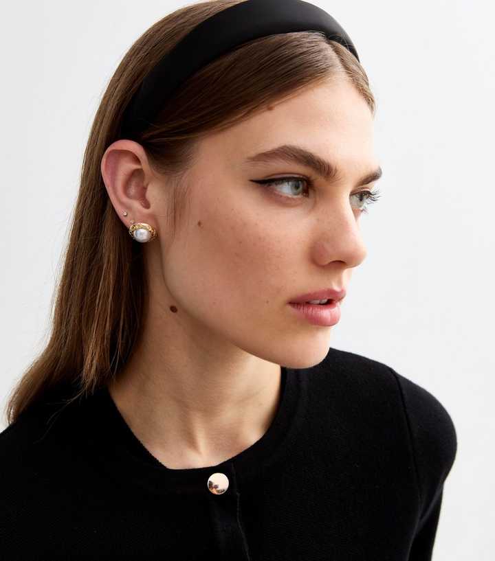 Black Padded Satin Headband