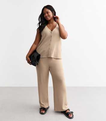 Curves Mink Soft Touch Wide Leg Trousers