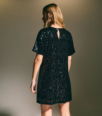 Black sequin t shirt dress on sale