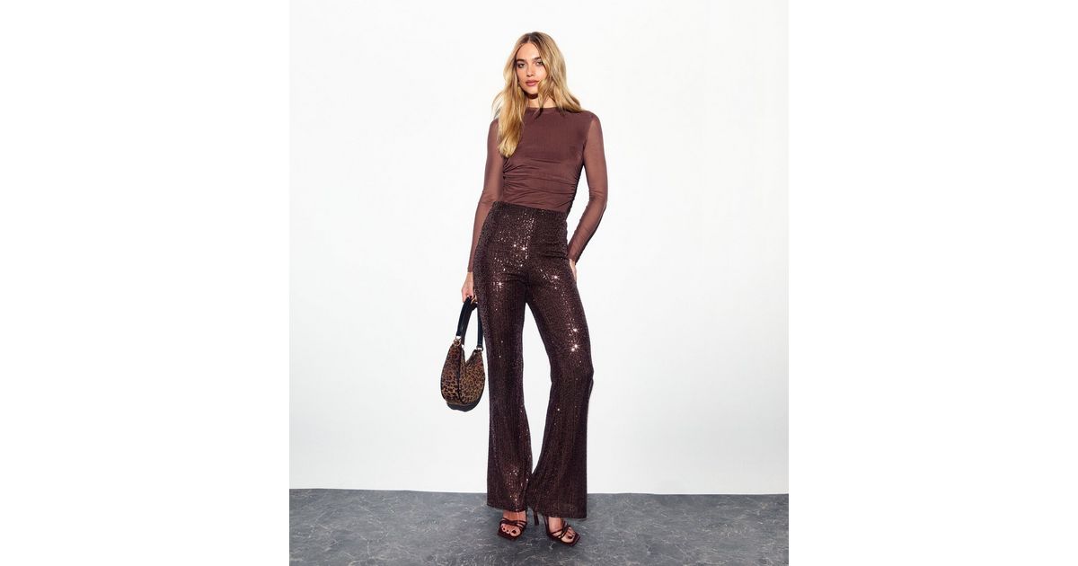 Sequin Flare Leg Trousers 4