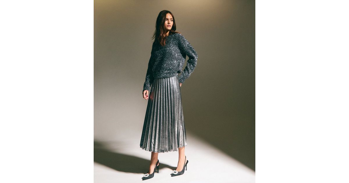 SAMPLE Shimmery silver skirt main image 1