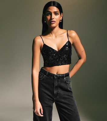 Black Sequinned Bralette