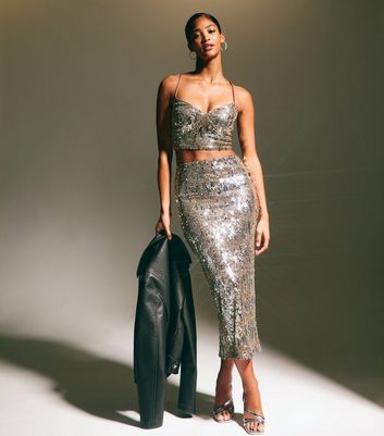 New look sequin midi skirt deals
