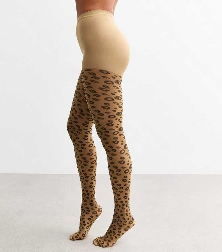 Brown Leopard Print Tights 