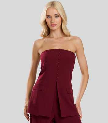 Finding Friday Burgundy Tailored Strapless Top