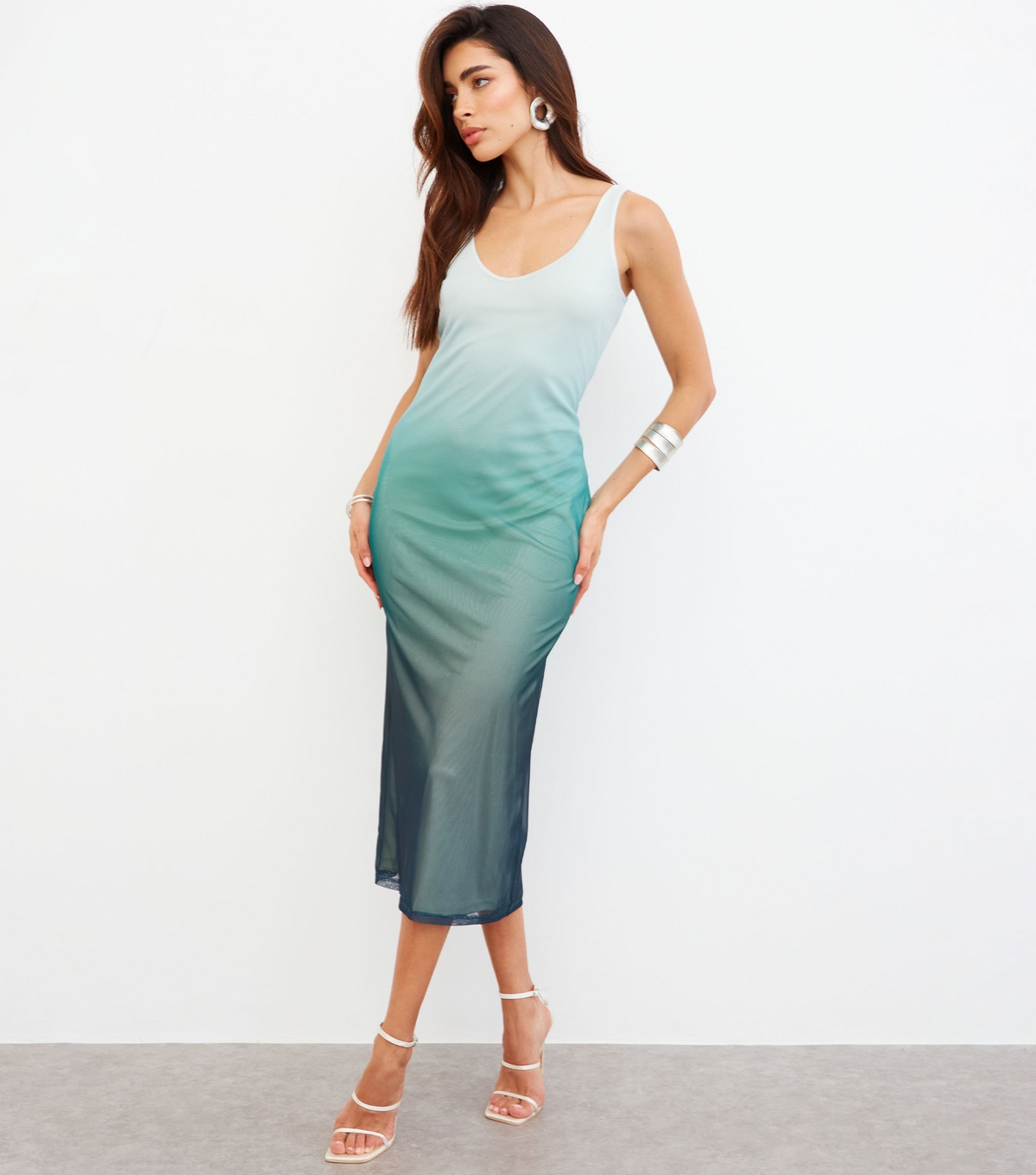 Women's Green Mesh Ombre Midi Dress WKNDGIRL New Look