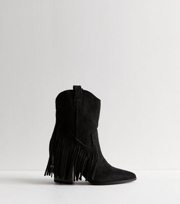 Black fringe boots hotsell