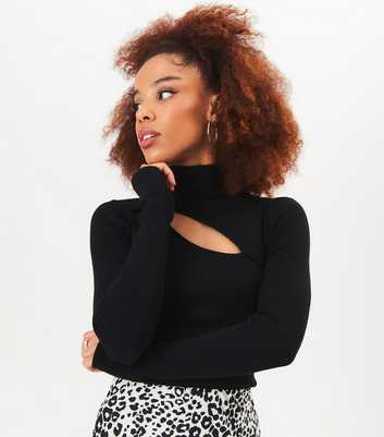 Gini London Black Cut Out Long Sleeve Jumper