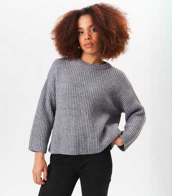 Gini London Grey Chunky Knit Crop Jumper 