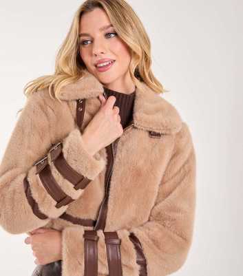 Pink Vanilla Brown Faux Fur Coat