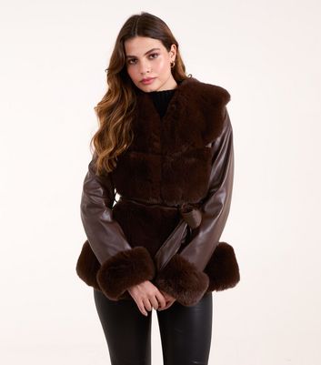 New look blue fur coat best sale