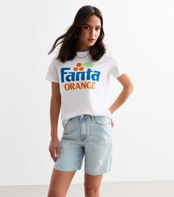 White Fanta Graphic Print Oversized T-Shirt 