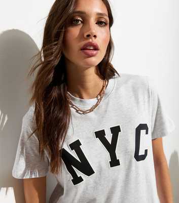 Grey NYC-Print Cotton-Blend T-Shirt