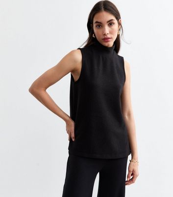 Fitted High Neck Sleeveless Top with Built-In Face Mask