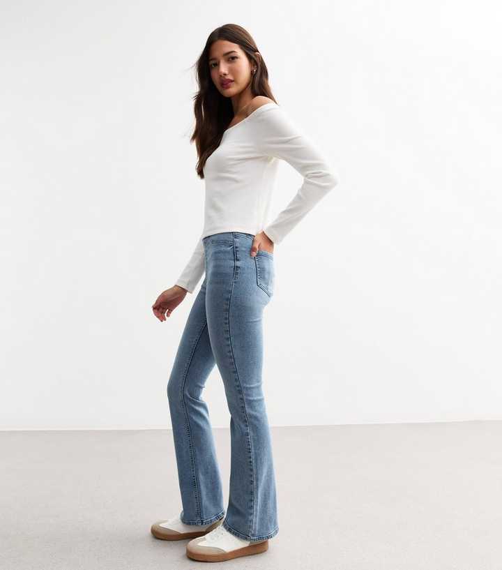 Light Blue Pull On Bootcut Jeggings