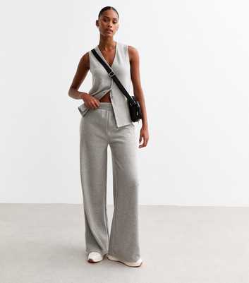 Grey Soft Touch Wide Leg Trousers