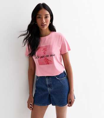 Pale Pink La Vie En Rose Print T-Shirt
