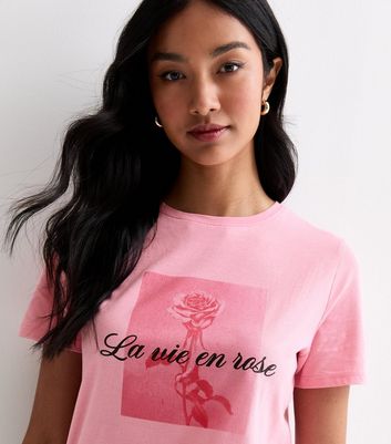 Pale Pink La Vie En Rose Print T-Shirt | New Look