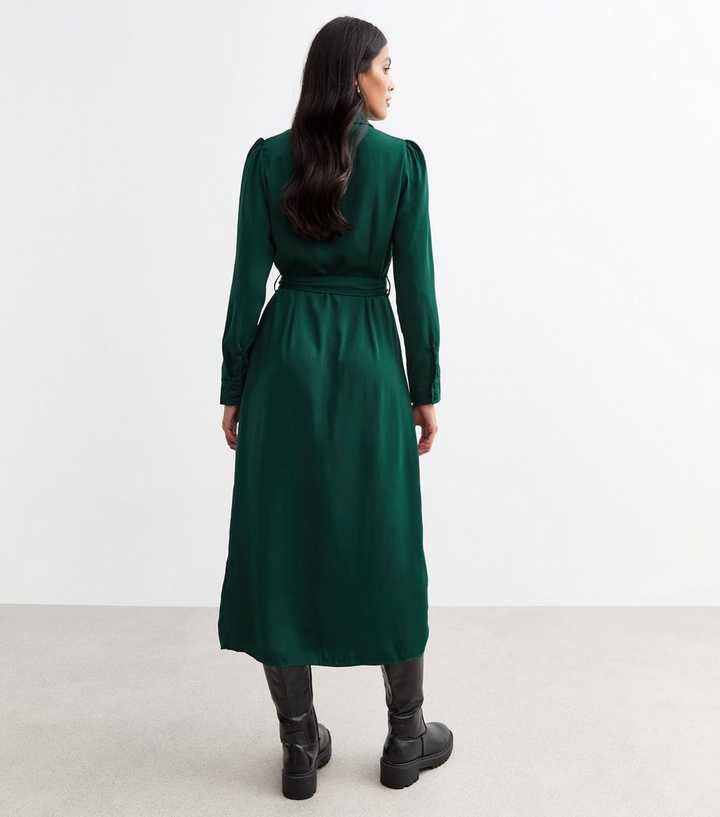 Dark Green Belted Midi Shirt Dress | New Look