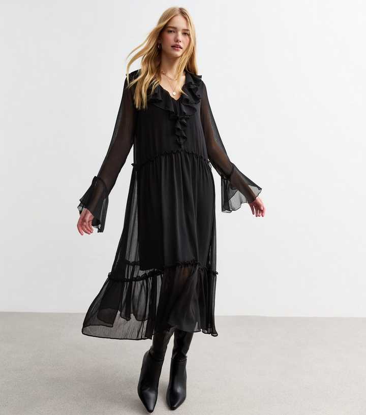 black glitter party dress Nazz Collection Escape party 2022 Color:As Photo(Dark Green) Ruffle Black Dresses &