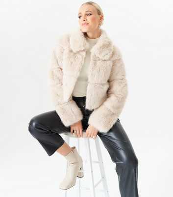 Gini London Cream Faux Fur Cropped Jacket