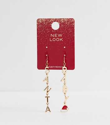 Gold Tone Christmas Santa Baby Earrings