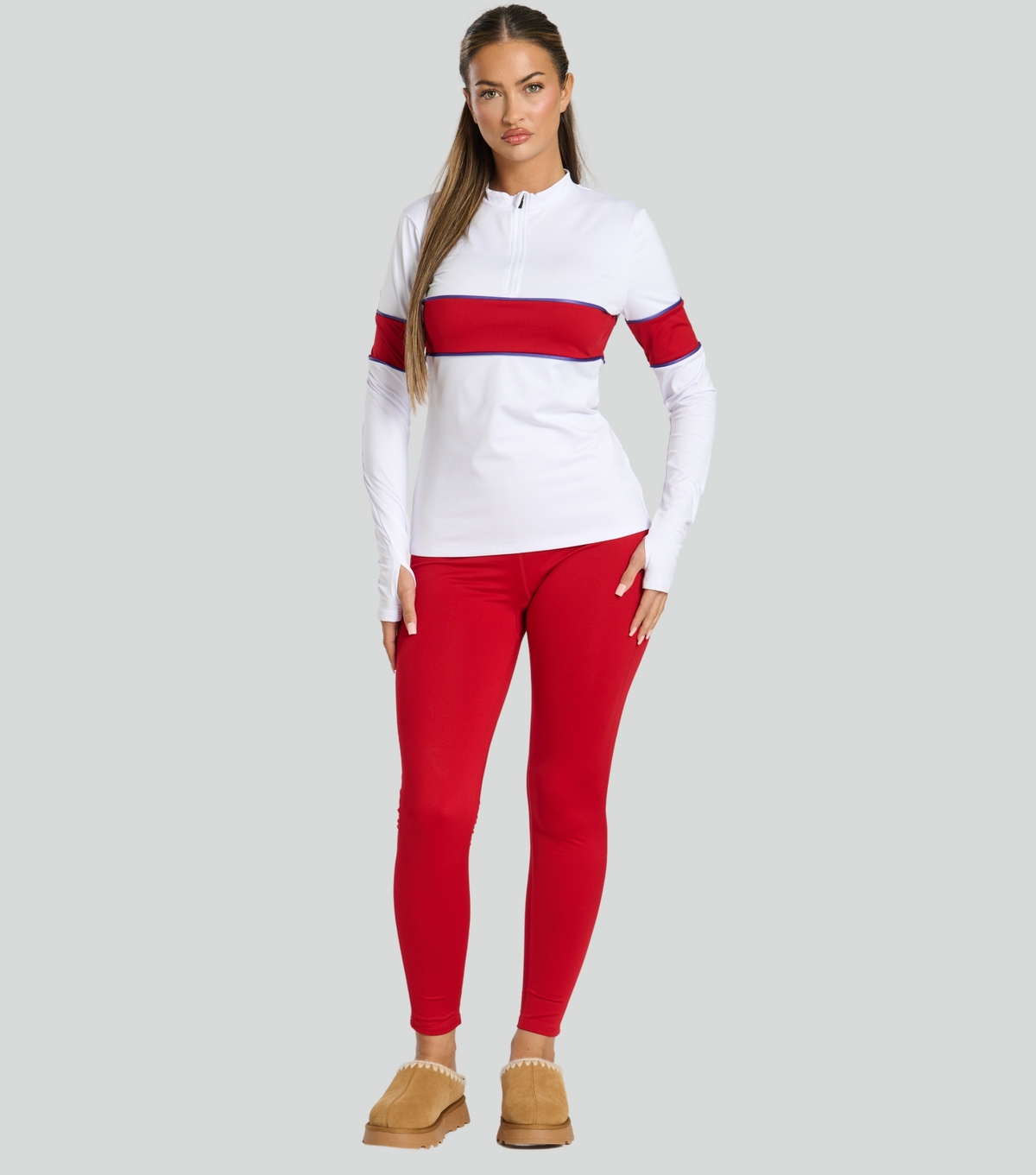 Women's Red Base Layer Sports Leggings South Beach New Look