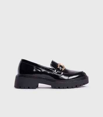 London Rebel Black Patent Loafers