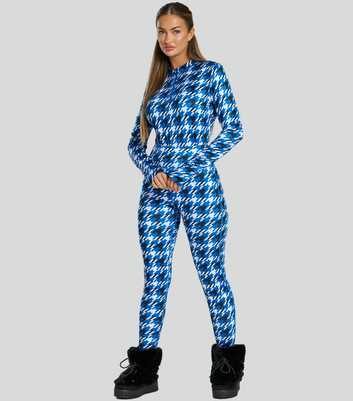 South Beach Blue Checked Base Layer Leggings