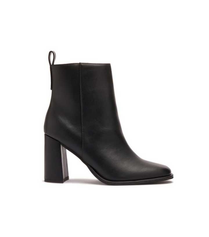 London Rebel Black Faux Leather Heel Ankle Boots